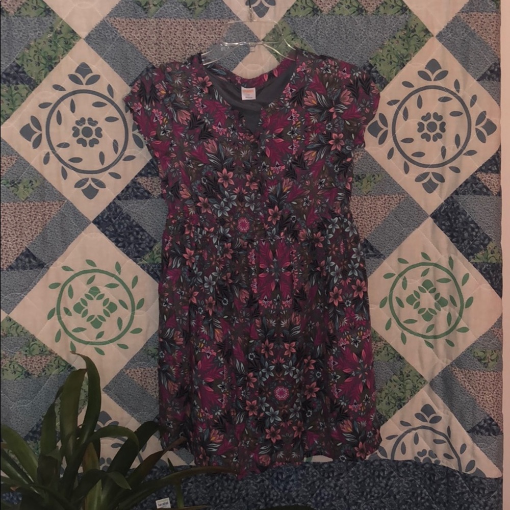 Girls flowery print button up dress